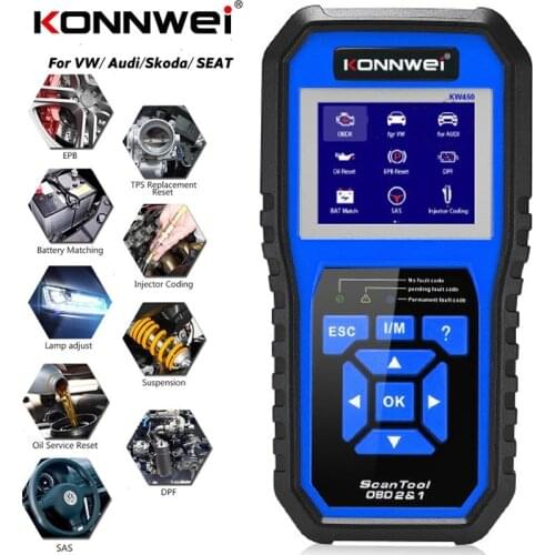 Professional Automotive OBD2 Scanner KW450 Code Reader for VAG Cars VW Audi ABS Airbag Oil ABS EPB DPF SRS TPMS Reset VAG COM