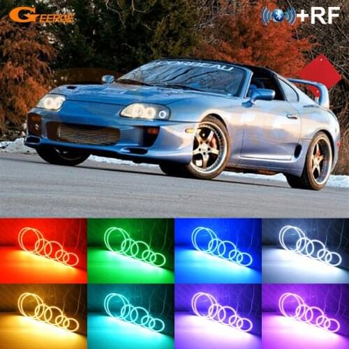 For toyota supra MKIV A80 1993-2002 Excellent RF remote Bluetooth APP Multi-Color Ultra bright RGB LED Angel Eyes Halo Ring kit