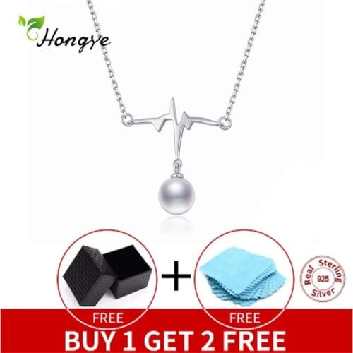 Hongye 925 Sterling Silver Necklace Pendents For Females Freshwater Natural Pearl Party Engagement Birthday Gift Classic Jewelry