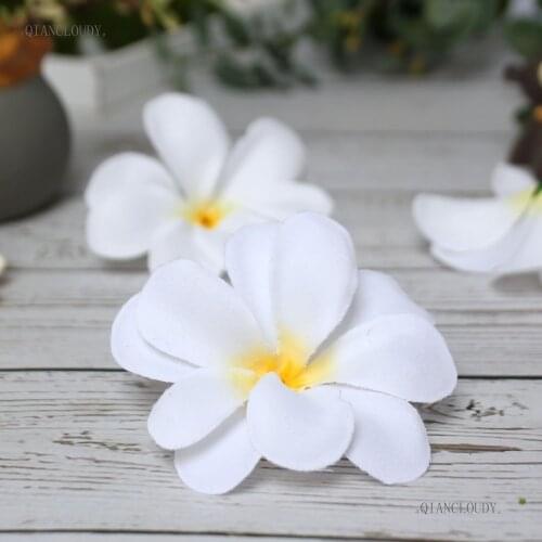 5/30/100 Pieces White Artificial Hawaiian Plumeria Frangipani Silk Flowers heads for wedding decoration B47