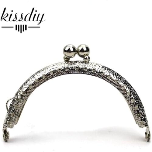 KISSDIY 10pcs 8.5 cm Metal Purse Frame Silver round kiss clasp Handle for Clutch Bag Handbag Accessories Lock Bags Hardware