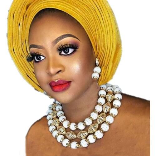 4UJewelry Godki Luxury Women Jewelry Set White and Gold Acrylic African Necklace Statement 3 Layers Jewellery Set Dubai Fashion