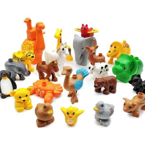 Big Particles Building Blocks Pig Cow Chicken Sheep Bricks Accessory Children DIY Toys Compatible With Big Size Block Animals
