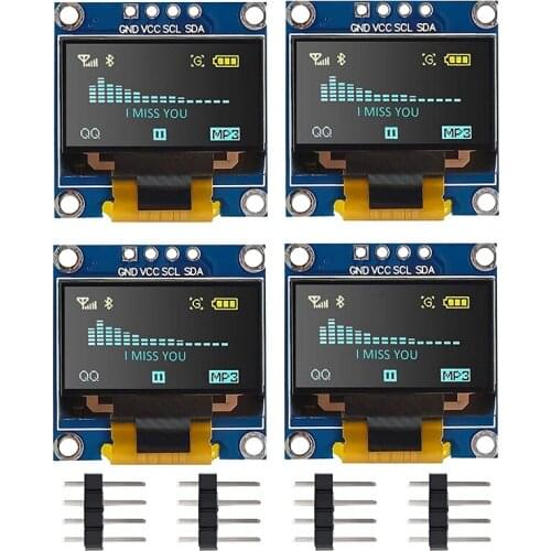 Top Deals 4Pcs OLED Display Module I2C IIC 128x64 0.96 Inch Display Module SSD1315 for Arduino UNO R3 STM with Pins