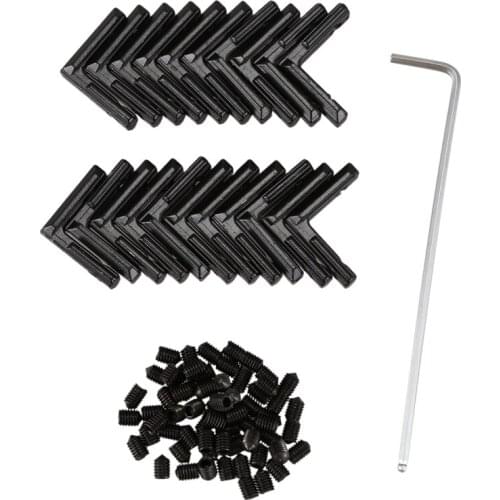 Best 20Pcs Black T Slot L-Shaped Angle Slot Connector Joint Bracket with Screws and Wrench Tool for 2020 Series Aluminum Extrusi
