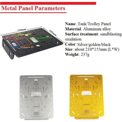 Metal Panel Frame for 4wd Car Tank Chassis DIY RC Toy Robot Vehicle for Arduino and ESP8266 Nodemcu Remote Control