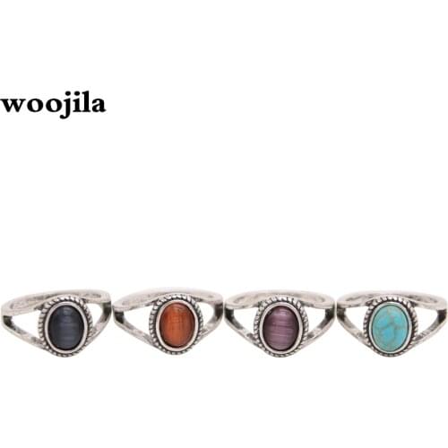 Fashion antiqued rings, Artificial blue stone rings, Purple stone red stone rings for women