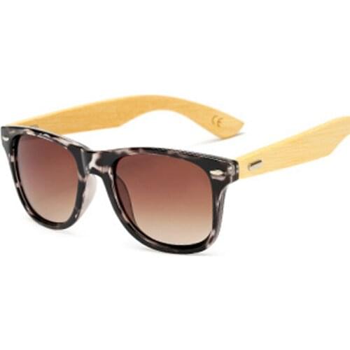 Fashion Square Sunglasses Men Wood Bamboo Sun Glasses For Women Gradient Mirror Vintage Retro Sexy Leopard Rivet Oculos De Sol