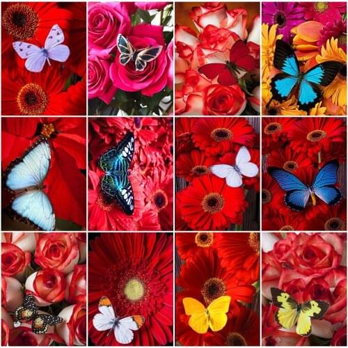 MomoArt Diamond Painting Butterfly Full Square 5D Diamond Mosaic Flower Rhinestones Embroidery Animal Cross Stitch Handmade Gift