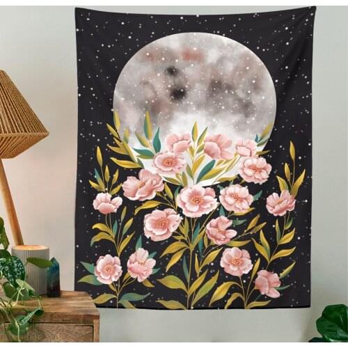 Moon Starry Tapestry Flower Wall Hanging Bedroom Dorm Tapestries Wall Art Home Decoration Accessories
