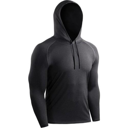 Men sports Shirt Long Sleeve Quick-drying Breathable Bottoming Hooded T-shirt Sports Tops For Gym Fitness Running
