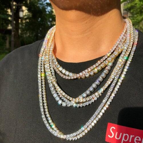 8MM Urban Jewelry Hip Hop Mens Necklace Bling Gold Diamond Tennis Chain