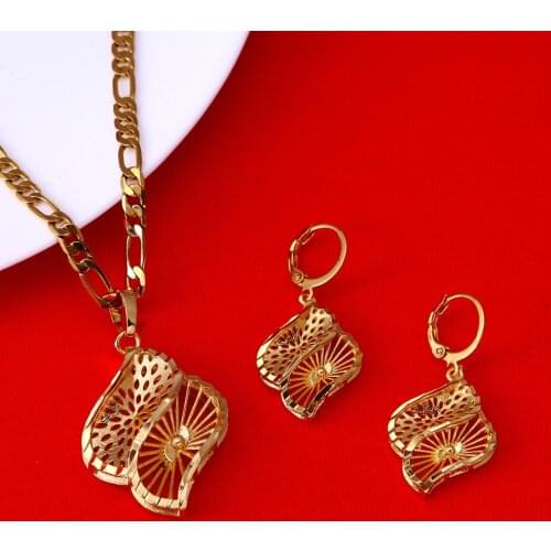 New Ethiopian Gold Color Jewelry Set Habesha Eritrean Necklace Earrings For Women Ethnic Gift