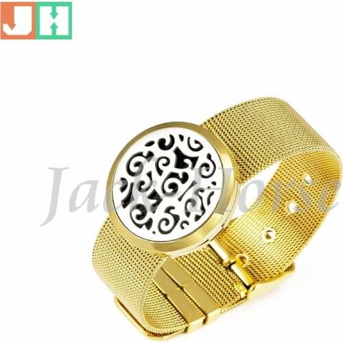 New arrival fashion design Essential Oil Diffuser Perfume locket pendant strap bracelet 30mm Round Aromatherapy stainless steel