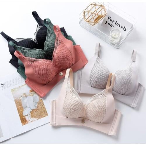 New Style and Thick 5cm Non-Steel Ring Bra Lace Seemless Push Up Small Bust Adjustable GIRLS Underwear Suit Bra
