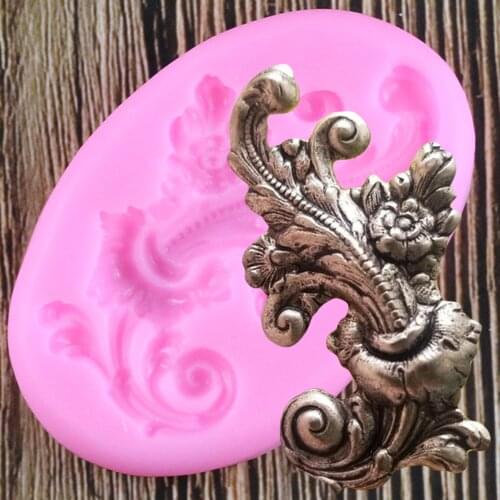 Baroque Relief Silicone Mold Rose Flower Cake Decorating Tools Fondant Chocolate Gumpaste Molds Cake Border Kitchen Baking Mould