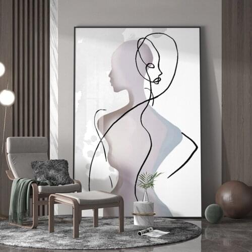 Hand Painted Abstract Painting On Canvas Line Art Figures Painting Large Wall Art Modern Home Decor Minimalist Art Wall Painting