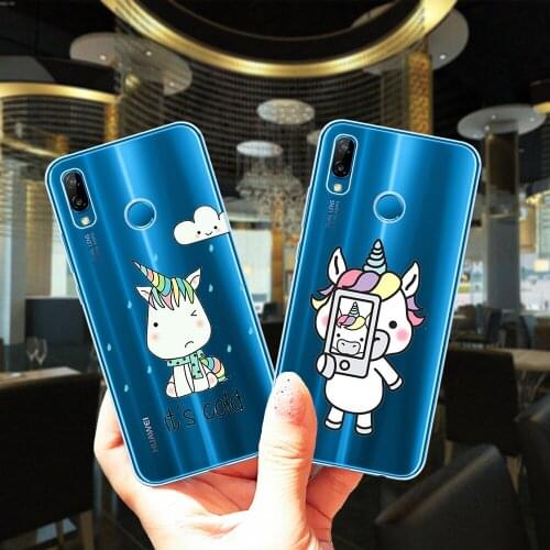 Unicorn Horse Silicone Case For Huawei P40 Lite E Pro Cute Cartoon Clear Soft TPU Cover For Huawei P9 P10 P20 P30 Lite Pro