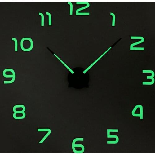 Luminous 3D Acrylic Diy Wall Clocks Large DIY Wall Clock In Wall Home Office Decor Luminou Watck Sticker Quartz Large Wall Clock