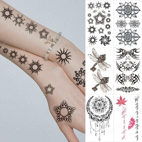 Waterproof Temporary Tattoo Sticker Sun Flower Butterfly Chain Flash Tatoo Women Man Body Art Arm Wrist Kids Children Fake Tatto