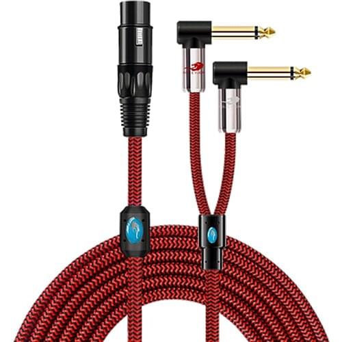 XLR female to Double 1/4'' TS Mono 6.35mm male Audio Cable Mixer Console Amplifier Microphone Home Theater Y Splitter Cord