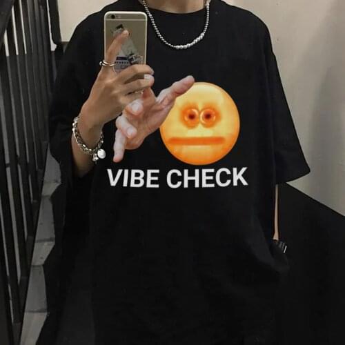 NEW Harajuku Pingu VIBE CHECK women shirts Short Sleeve Hip Hop Rock T-Shirt Punk t-shirt Unisex Pentagram y2k summer tops