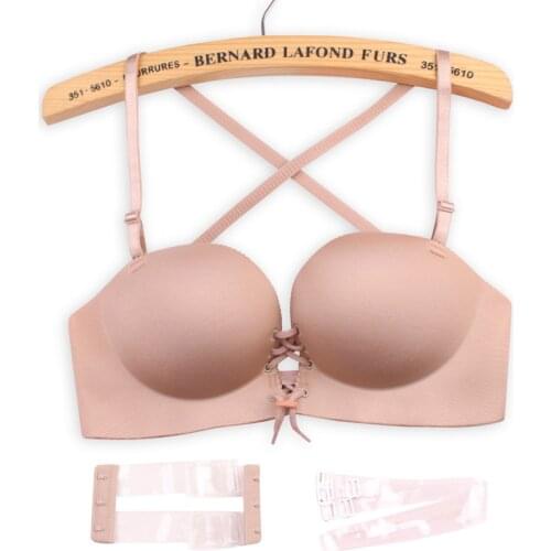 Women Sexy Push Up Strapless Bras Seamless Lingerie Plus Invisible Bra Backless Underwear for Wedding Dress Fox Gathered Bra