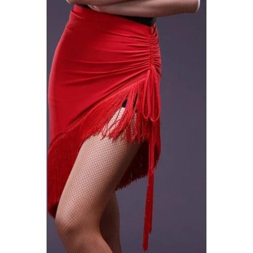 Fringe Latin Salsa Tango Rumba Cha Cha Ballroom Dance Dress Skirt Square Dance Red Black Latin Clothes Women Latin Dance Dress