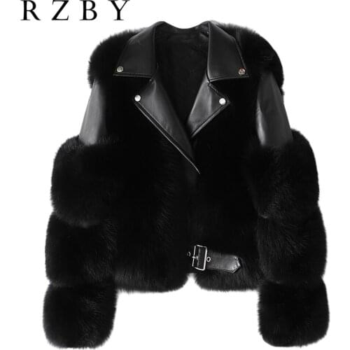 Natural Sheepskin Genuine Leather Jacket Fox Hair Manteau Femme Hiver 2020 Fourrure High Quality Fur Coat Fashion шуба RZBY242