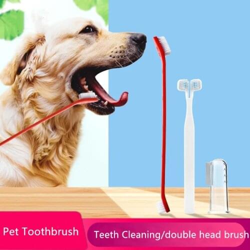 Pet Toothbrush Super Soft Pet Toothbrush Double Head Pet Dental Grooming Brush Dog Cat Teeth Cleaning Toothbrush Dropshipping