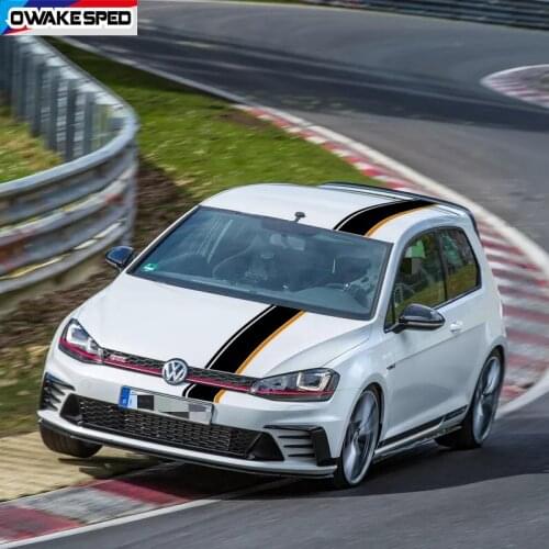 1 Set Racing Sport Stripes Car Hood Roof Tail Decor Sticker For Volkswagen Golf 45678 POLO Jetta CC T-cross UP Scirocco Decals
