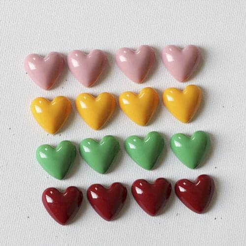10pcs 18mm Heart Resin Cabochon Flat Back Cameo for Diy Jewelry Making Phonecase/Earring/Hairpin/Nail Art Decoration Accessories