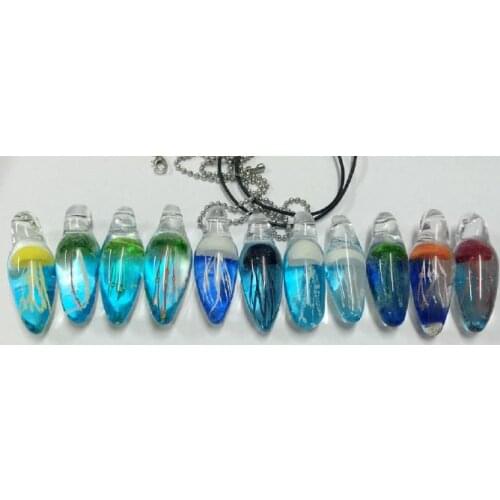 FREE SHIPPING 11 PCS fashion colorful Jellyfish Blue Color handmade Necklace 70 CM stainless steel ball chain