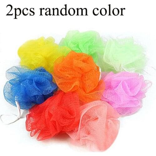 2Pcs/set Random Color Women Men Bath Ball Soft Comfortable Mesh Bath Sponge Easy Body Cleaning Flower Bathroom Accessories Tools
