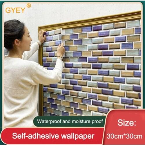 3D Three-Dimensional Sticker Self-adhesive Brick Pattern Wall Sticker TV Background Wall Paper Wallpaper Decorative Waterproof
