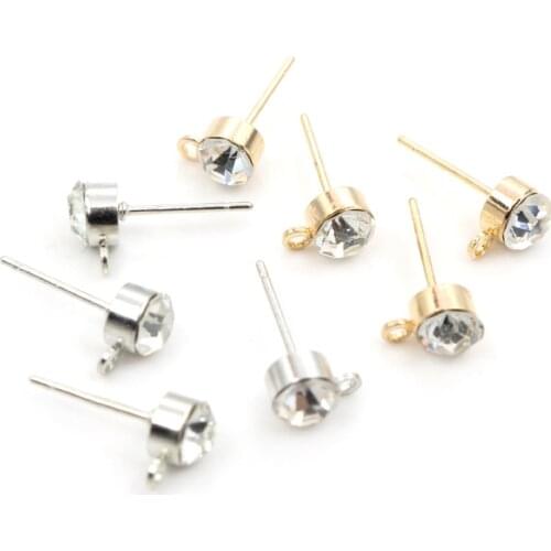 50pcs/lot 4mm 5mm Rhinestone Pin Stud Earring Findings Basic Pins Stoppers Connector For DIY Jewelry Making Accessories Supplies