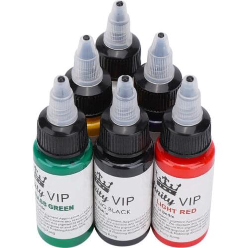 6Pcs/Set 30ml Tattoo Ink Pigment Body Art Tattoo Kits Professional Beauty Paints Makeup Tattoo Supplies Semi-permanent Eyebrow