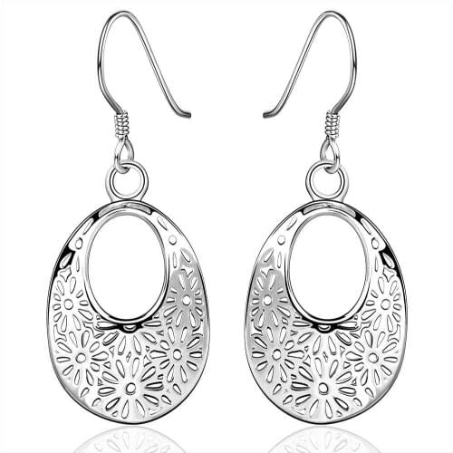 6 style silver earring jewelry beauty drop hollow leaf for women Lady retro hook wedding Party best gift E581 Wholesale price