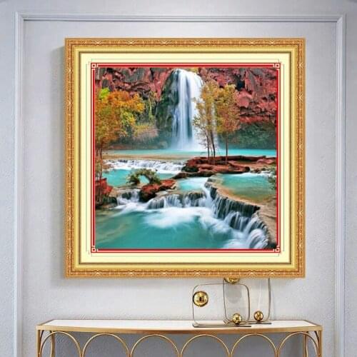 SNA DIY Diamond Paiting full Square Crystal embroidery cross stitch patterns mosaic waterfall Room Decoration