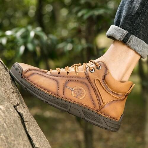 Classic Casual Mens Ankle Boots Mens Leather Boots Waterproof Mens Ankle Boots Autumn Outdoor Men Motorcycle Boots