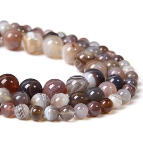 Natural coffee Agates Botswana bead Spacer Loose stripe agat Beads Round Gem Stone beads DIY For bracelet jewelry making women