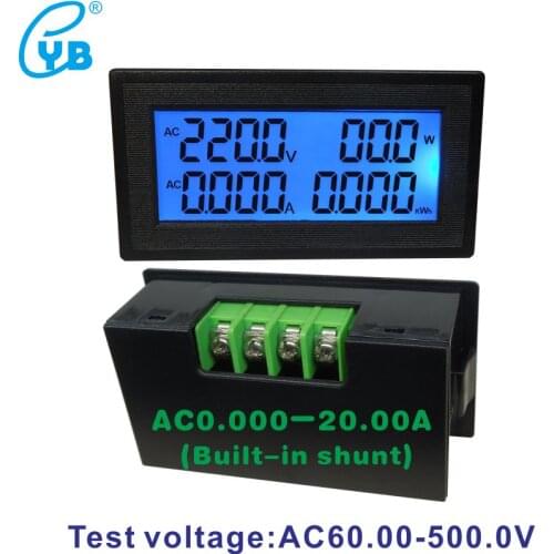 Free Shipping LCD Digital Voltage Monitor Current Voltmeter Ammeter Power Factor Frequency Meter Energy Meter AC 60-500V 0-20A