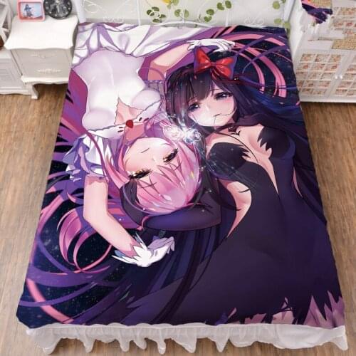 Coscase Anime Puella Magi Madoka Magica Sayaka Kaname Madoka Akemi Homura Milk Fiber Bed Sheet & Flannel Blanket Summer Quilt