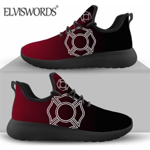 ELVISWORDS Designer Women Shoes Gradient 3D Fire Fighting Logo Print Unisex Sneakers Light Weight Ladies Vulcanvos Zapatos 2021