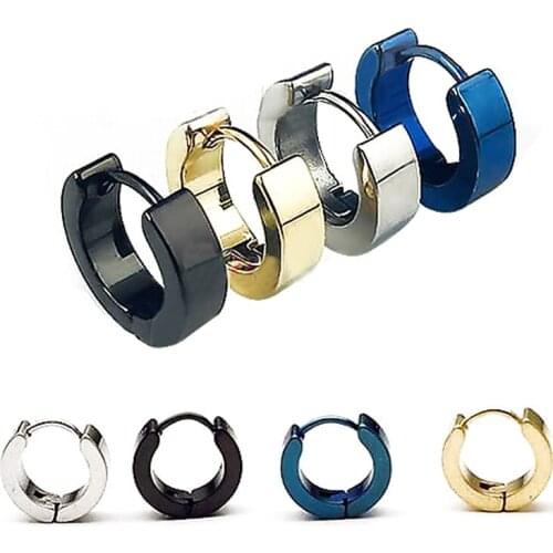 Fine Jewelry Unisex Stainless Steel Stud Earrings - Color Black Blue New Fashionable