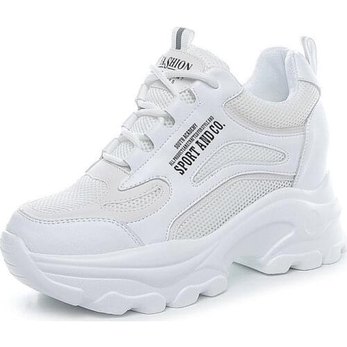 Inner increase 9 cm Thick Sole Sneakers Women Running Walking Shoes Fashion Casual Mesh Vulcanized Sports Shoes Retro Dad Shoe