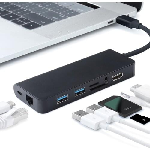 8 in1 Multiport USB Type C Hub Adapter with HDMI- compatible RJ45 Card Reader Port for MacBook Pro Air 13 15 16 2020 A2338 A2289