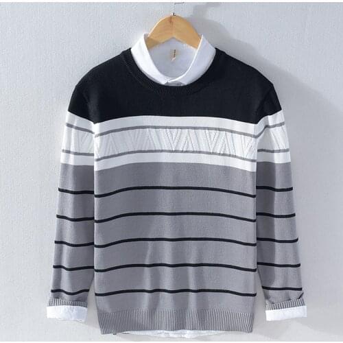2020 Long-sleeved brand stripe sweater men round neck comfortable thicking sweaters for men sweatshirt mens sweater chandail
