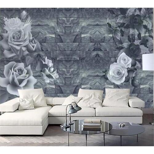 Beibehang Custom wallpaper mural modern romantic rose flower 3D brick wall TV home decoration background wall papel de parede