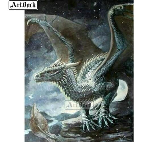 New 5d diamond painting dragon icon full square animal diamond mosaic 3d diamond embroidery sticker gift 20x25cm huge dragon